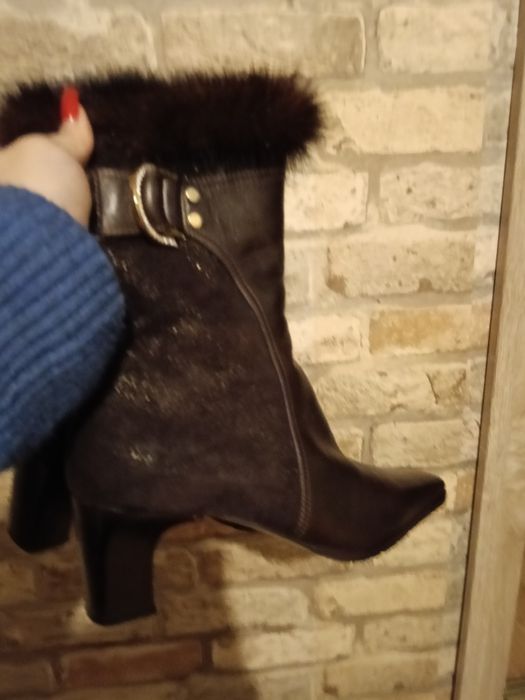 Piękne włoskie botki sk naturalna futro lis 38 nowe