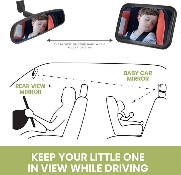 Espelho auto bebê 360° giratório, ajustável