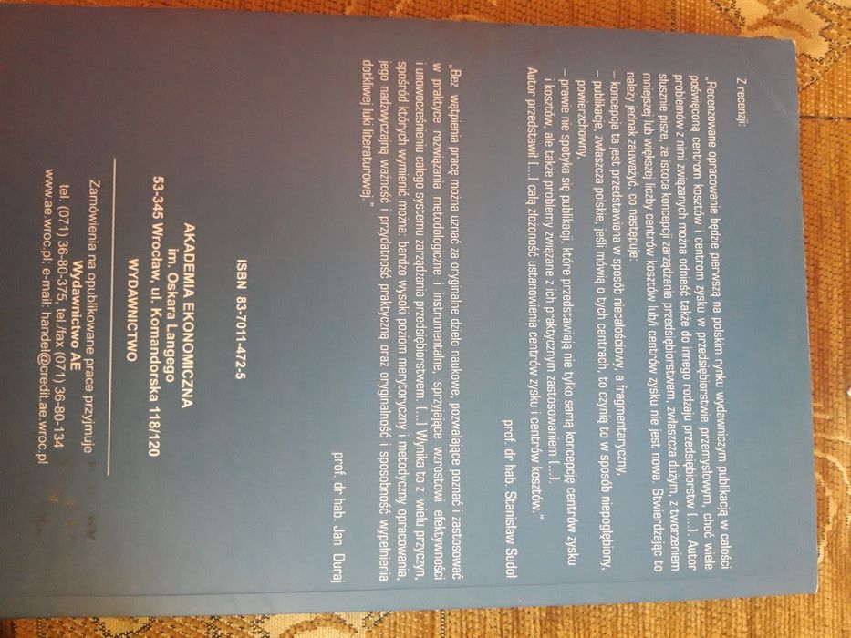 Kziazka " Centra kosztów i centra zysków w przedsiębiorstwie"