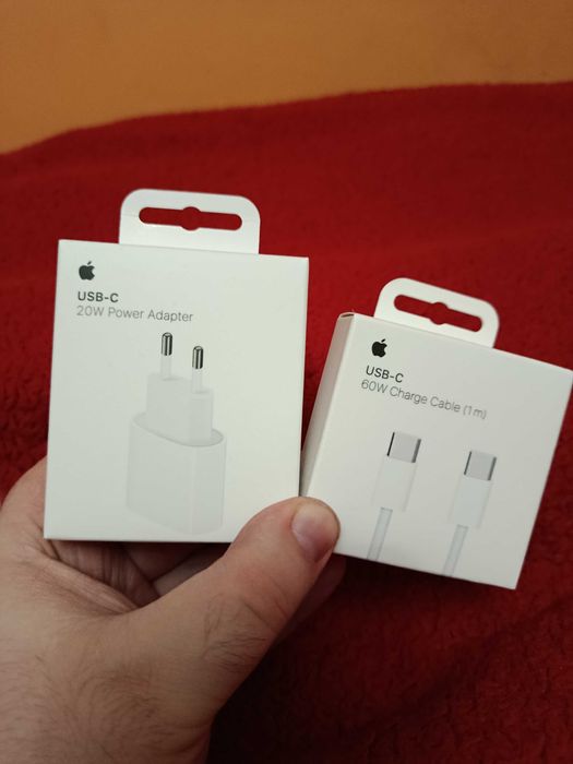 Nowa Oryginalna Ładowarka Apple 20W USB-C + Kabel USB-C 1m 60W