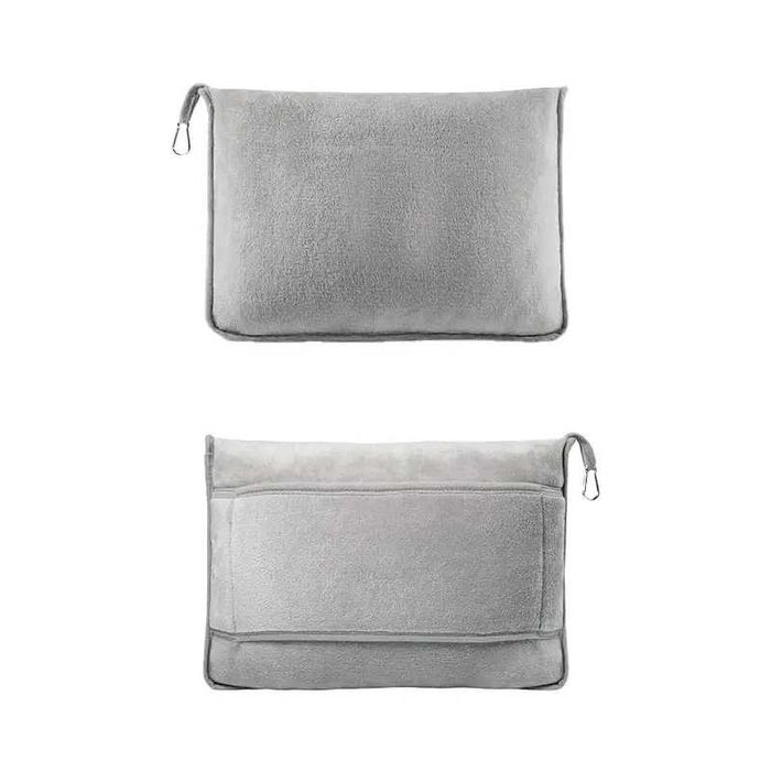 Дорожня м'яка ковдра-подушка-плед 2-в-1, фланель,сірий KT7003905