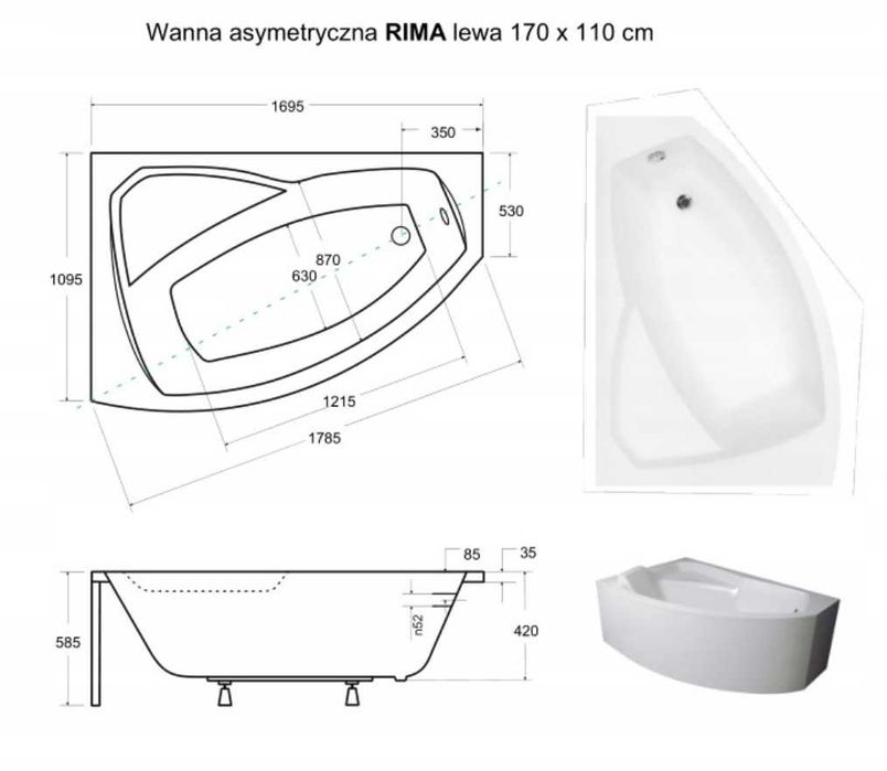 Wanna narożna 170 x 110