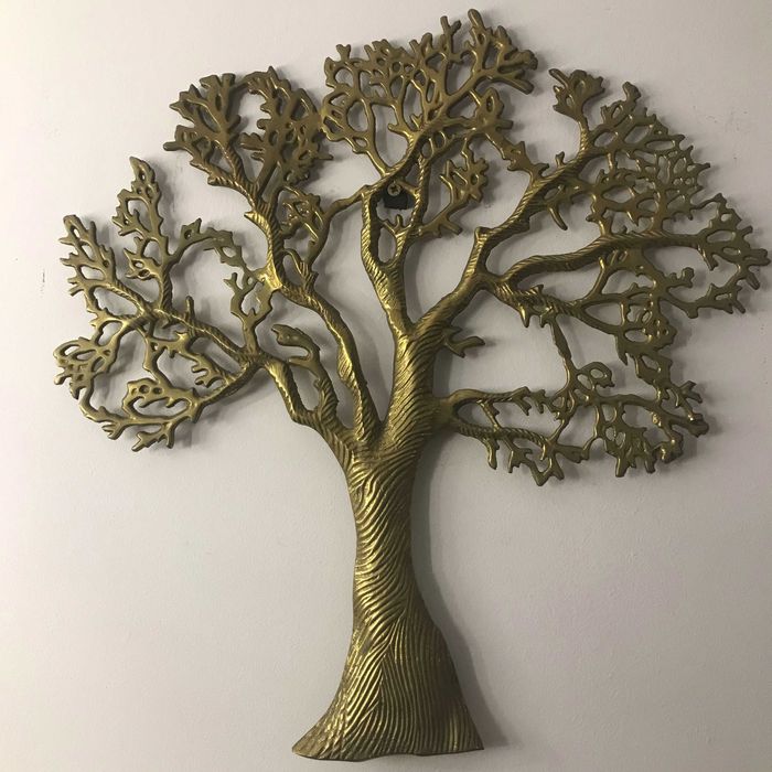 Szklana patera na owoce i metaloplastyka z okresu PRL-u