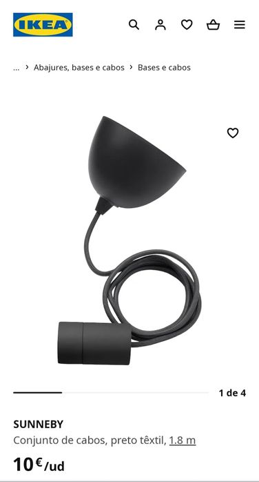 Conjunto de cabos, preto têxtil, 1.8 m
Novo com a embalagem rasgada.
N