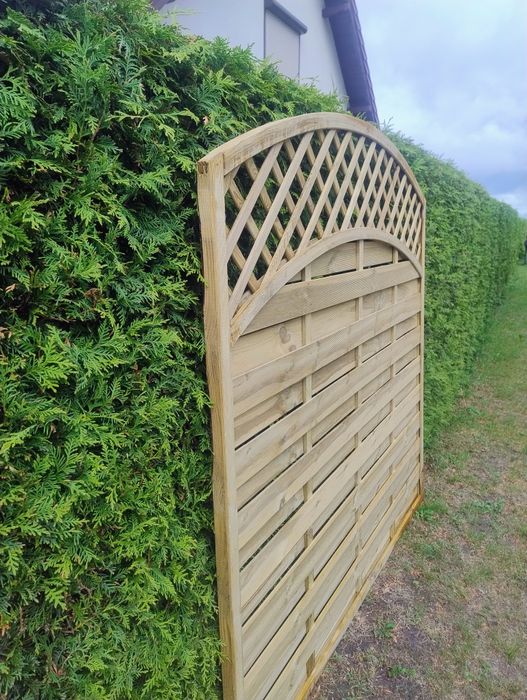 płot lamelowy z łukiem 180x180 SOLIDNY