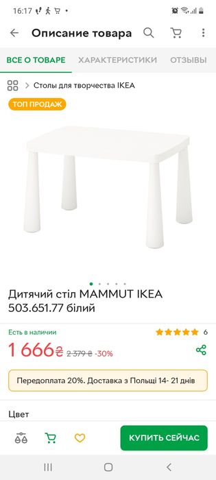 Дитячий стіл ikea