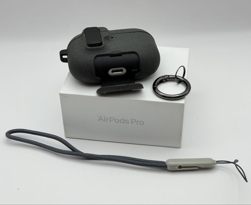 Чехол на AirPods Pro 3 Grey, AirPods 4 Green, AirPods Pro 2, противоударный, максимальная защита от падения, открывается кнопкой