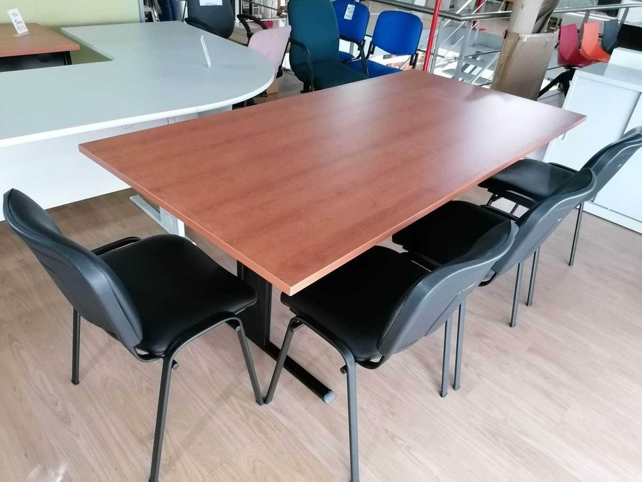 Mesa reuniões  preta/cerejeira 200x100