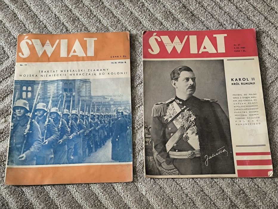 Przedwojenne czasopismo Świat dwa egzemplarze