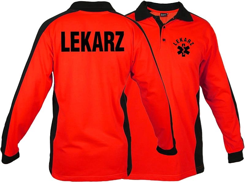 Koszulka ratownicza Polo FLUO męska FUNKCYJNA z długim rękawem (M)