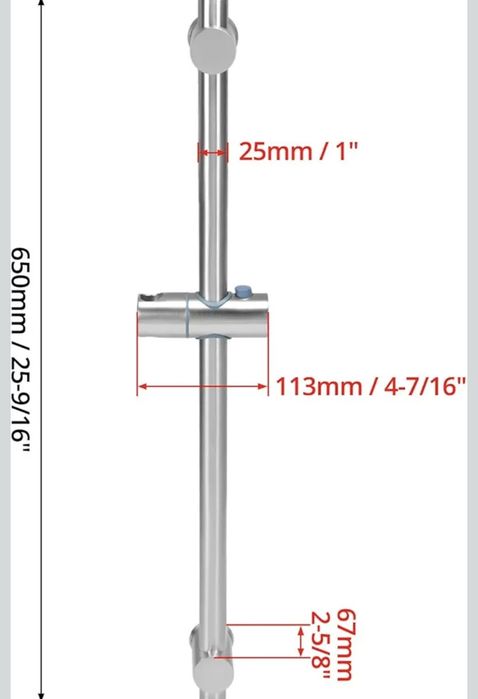 QWORK® Drążek prysznicowy 66 cm