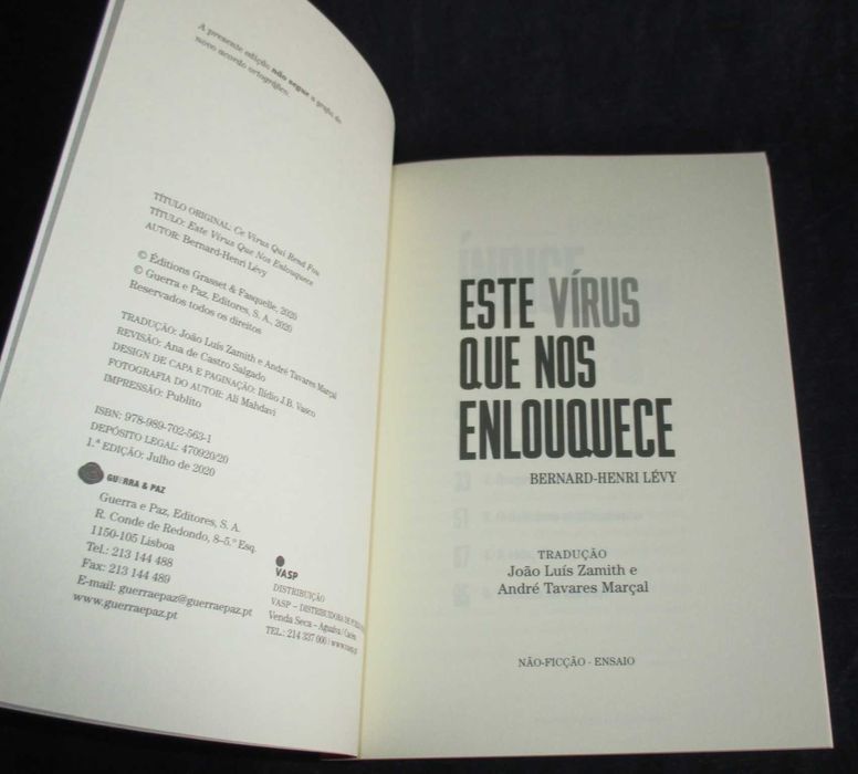 Livro Este Vírus que nos enlouquece Bernard Henri Lévy