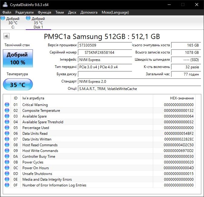 512gb nvme 2230 m2 gen4 (99% здоров'я) WD SN740 ssd Steam Deck