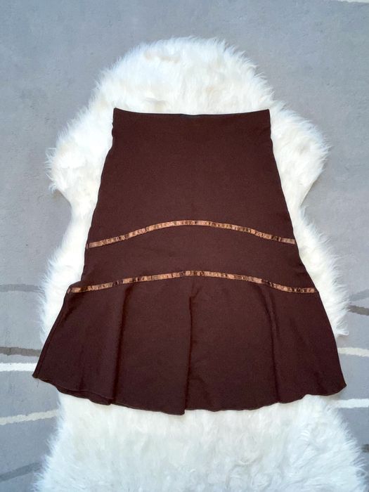 Brązowa spódnica gantos S vintage bawełna midi