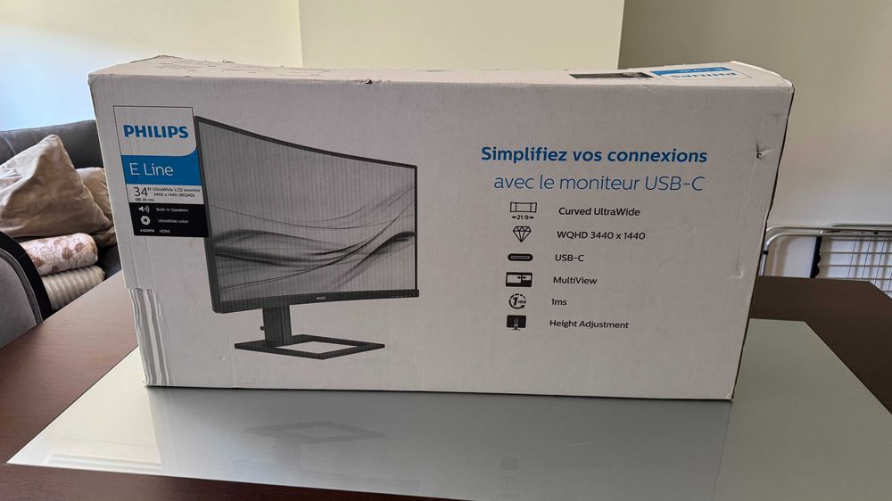 Philips Monitors E Line 346E2CUAE 34" WQHD+ 100Hz VA Curvo USB-C FreeSync 1ms