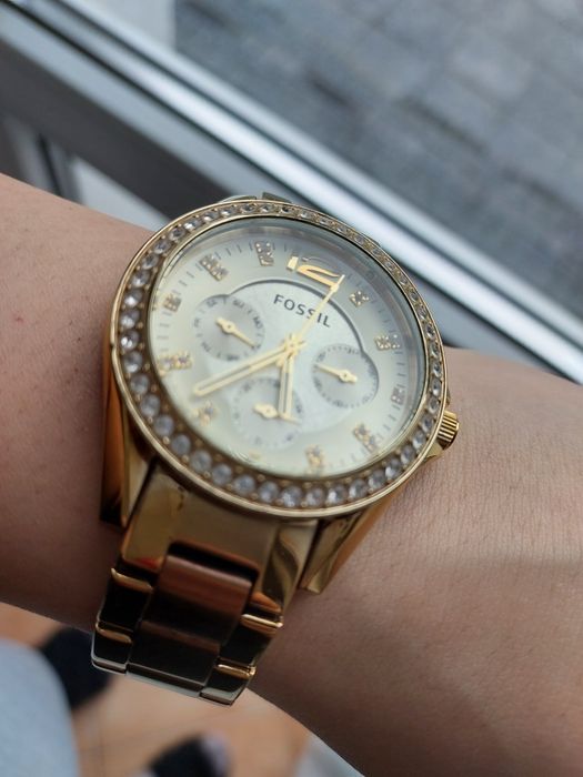 Fossil es 3203 riley złoty zegarek
