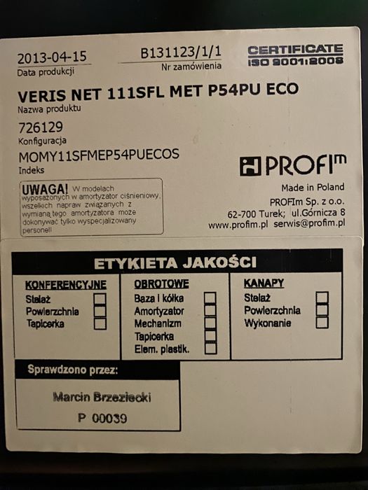 Fotel biurowy premium VERIS NET 111SFL MET P54PU ECO