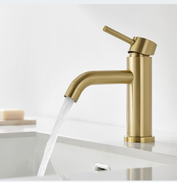 Bateria umywalkowa DETBOM złota mieszacz z cichym zaworem i perlatorem