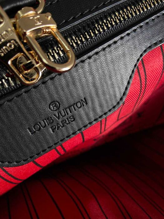 Сумка луи витон женская черная монограм большая , велика сумка шопер