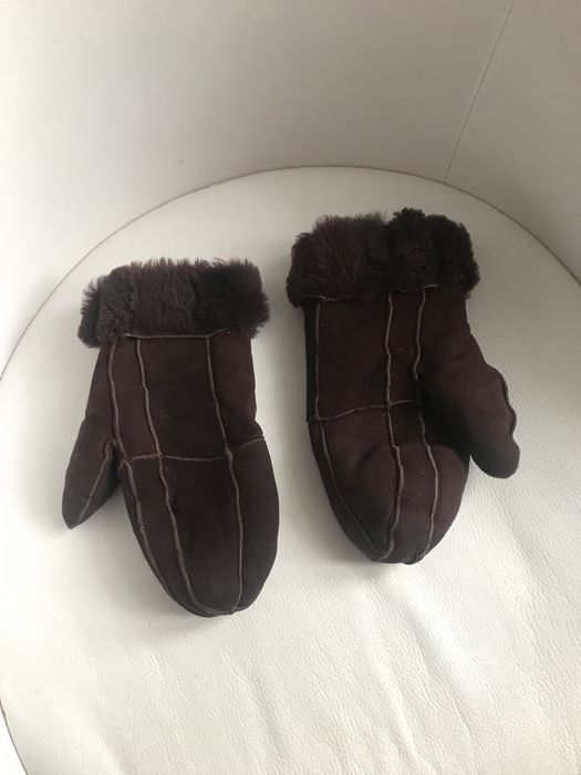 Rękawice damskie ,  zamszowe ,   kożuchowe  Vintage r. M/L
