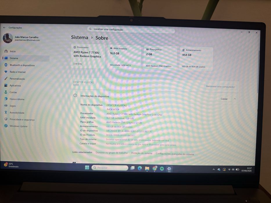 Lenovo IdeaPad Slim 3 15ABR8 | Ryzen 7 | 16GB RAM | SSD 1TB
