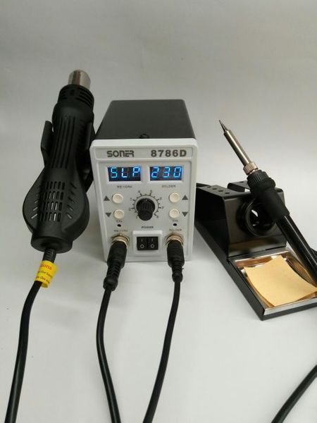 Якісна 2 в 1 паяльна станція Soner PJLSW 8786d паяльник фен