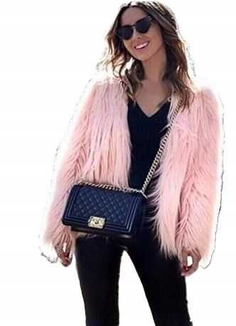 Różowe futro futerko damskie zapinane na haftki kurtka y2k M 38