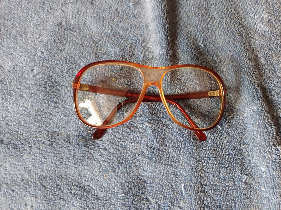Okulary zerówki, brązowe oprawki, prl
