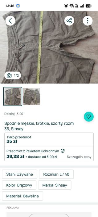 Spodenki męskie , szorty, rozm. 38, Sinsay