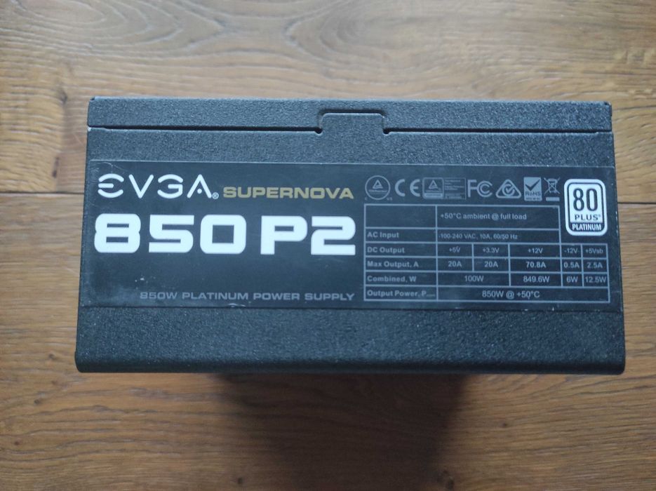 Zasilacz z okablowaniem EVGA SuperNOVA 850W P2 80 Plus Platinum