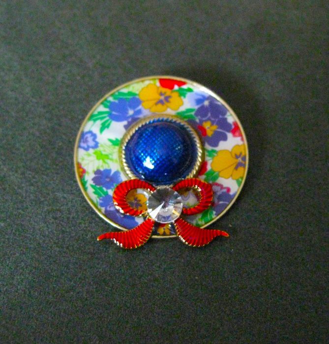 Alfinete / Broche / Pregadeira Chapeu Flores NOVO