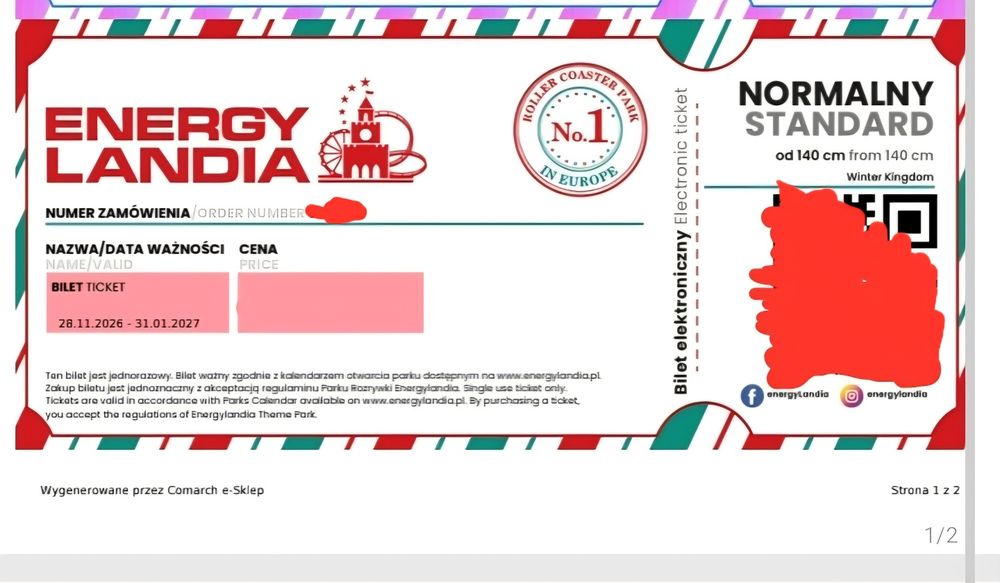 Bilet Energylandia Winter Kingdom – PDF od ręki, w parku 149 zł