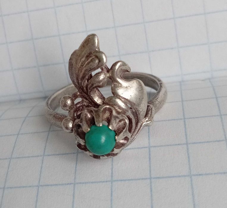 Кольцо винтажное, серебро 925, вес 3,51 (17 р) Бирюза