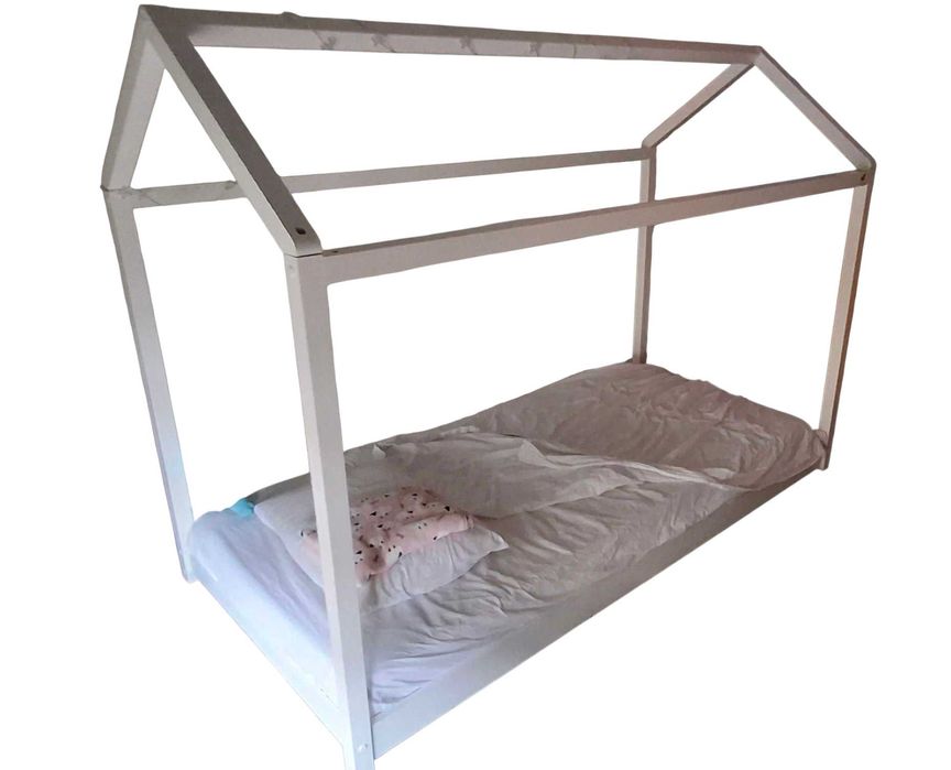 Cama cabana 90x190 cm em pinho branco + Colchão - AVENTURIER