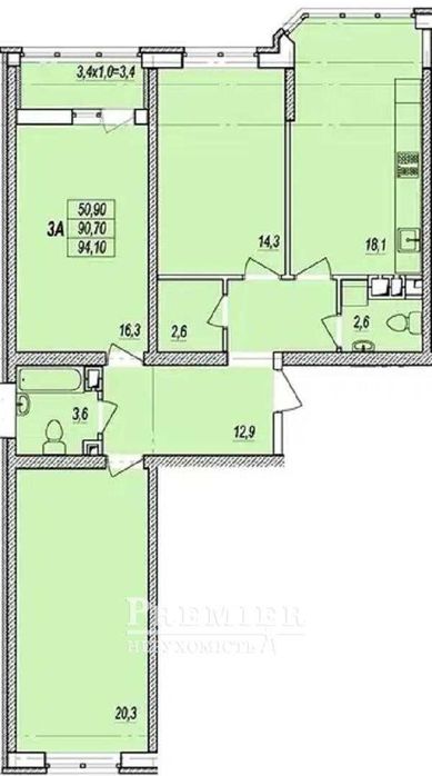 Продам 3-х ком квартиру в сданном доме Центр.