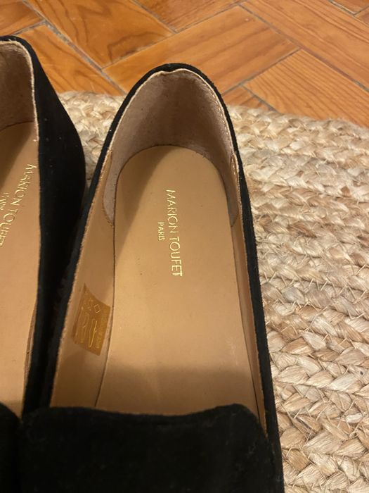 Sapatos loafers pretos de camurça - Marion Toufet