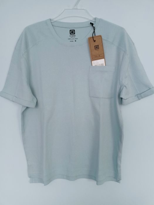 T-shirt męski z kieszonką błękitny rozmiar S