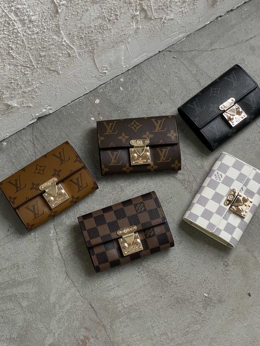 Женский кошелек маленький Louis Vuitton коричневый, черный Луи Виттон