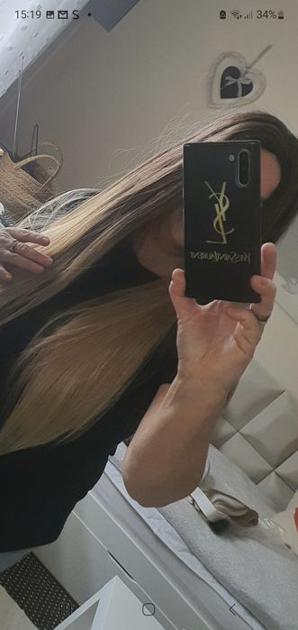 Peruka dlugie wlosy blond i brąz