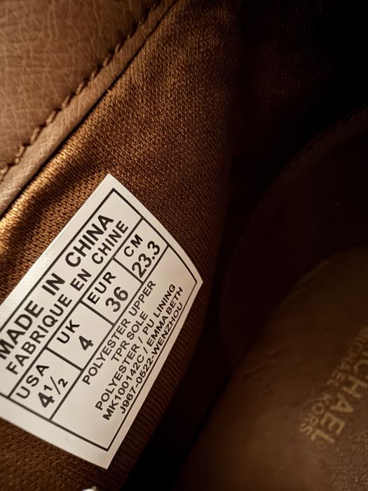 Michael Kors botki Emma Beth r 36 zamszowe brązowe złote logowane MK