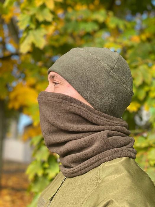 Флісова шапка мультикам, піксель, чорна, олива/хакі