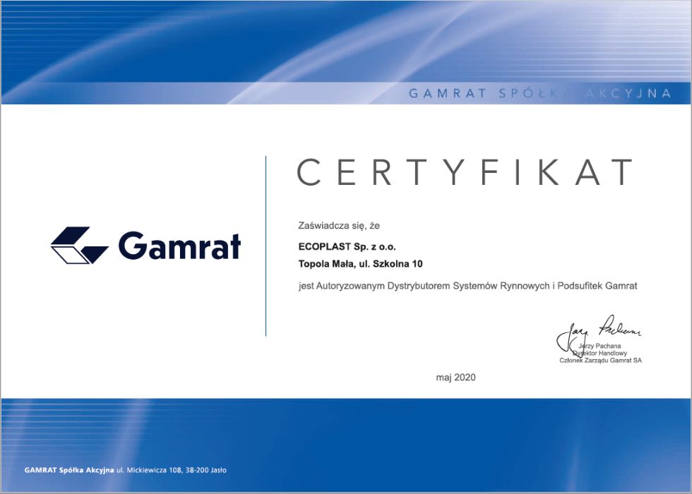 rynna rynny PCV 100mm Gamrat 1mb