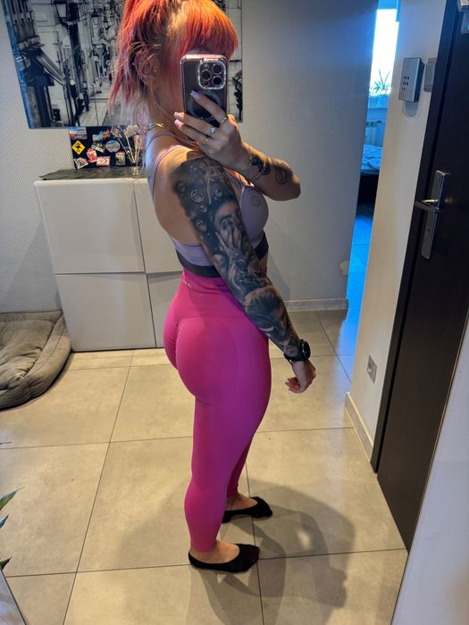 Różowe legginsy sportowe, Gym Hero, damskie, S