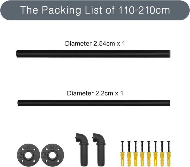 Nowy uchwyt / karnisz / pręt / regulowany / 110-210 / czarny !A2073!