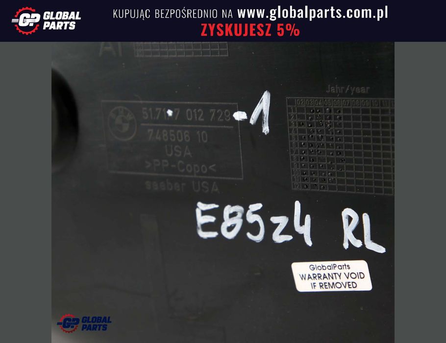 BMW Z4 E85 E86 Tylne Lewe Nadkole Osłona