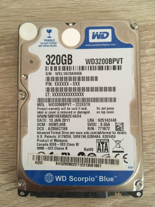 Dysk SATA II 2,5" 320GB, WDC WD3200BPVT-22ZEST0