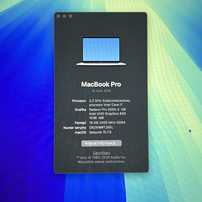 Macbook Pro 15” 2018