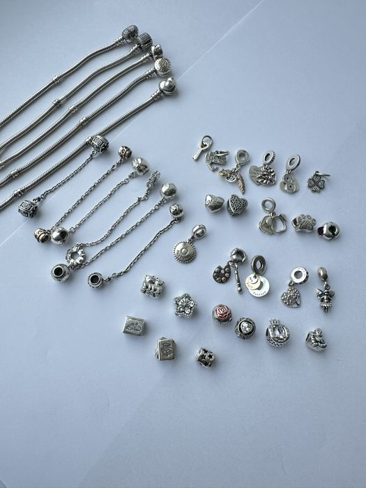 Браслет Pandora,  шармы пандора, серебро, золото, Pandora оригинал