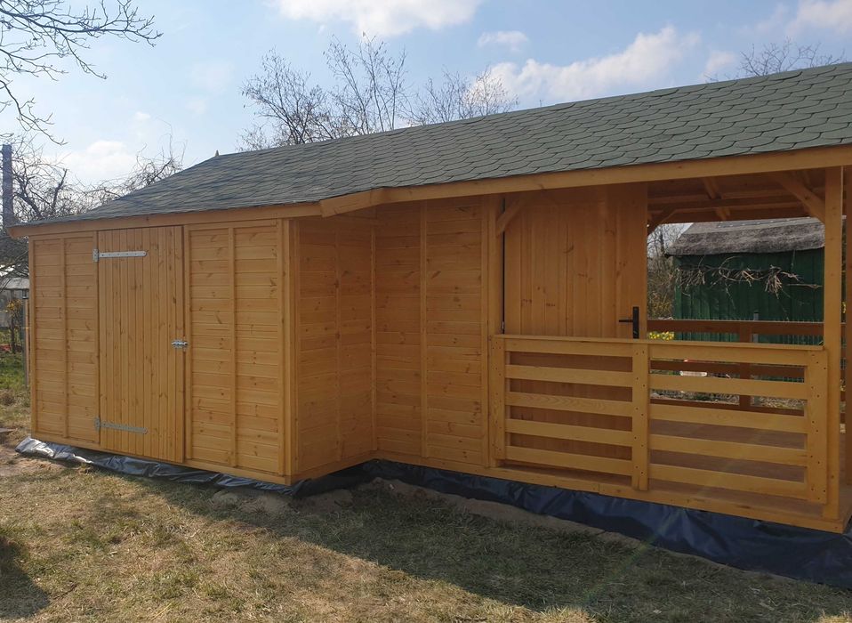 Domek letniskowy Altana ogrodowa 6×3 Przybudówka 1×3 na Narzędzia ROD
