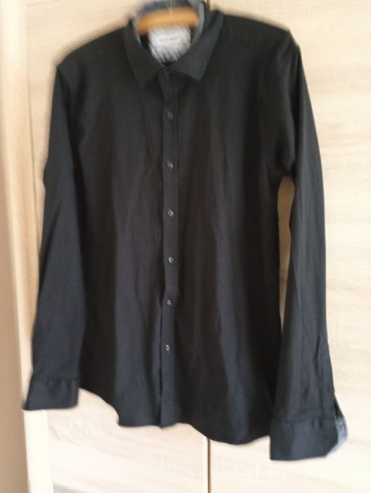 Czarna koszula męska z długim rękawem XL 42
